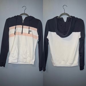 VS PINK Pink and Grey Striped 1/4 Zip